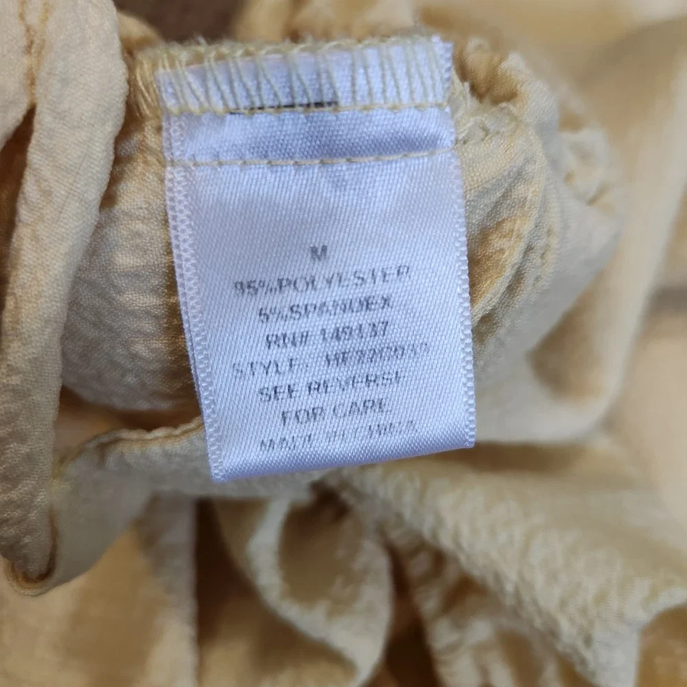 Hyfve Butter‎ Yellow Puff Sleeve Open Tie Back Tiered Romper Size Med Soft Girl